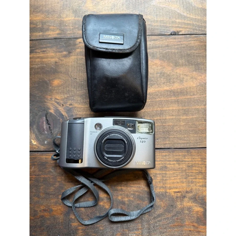 Minolta Capios 140 35mm Film Camera Silver Macro Point Shoot UNTESTED 59804356